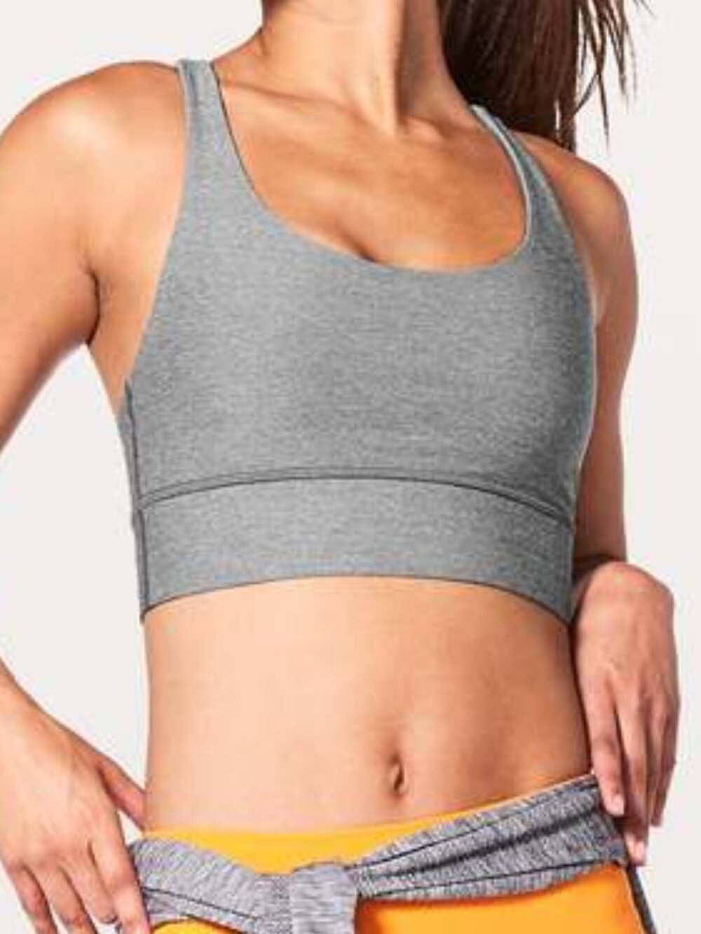 Lululemon Energy Bra *Long Line Heathered Slate / Vivid Amber size 10
